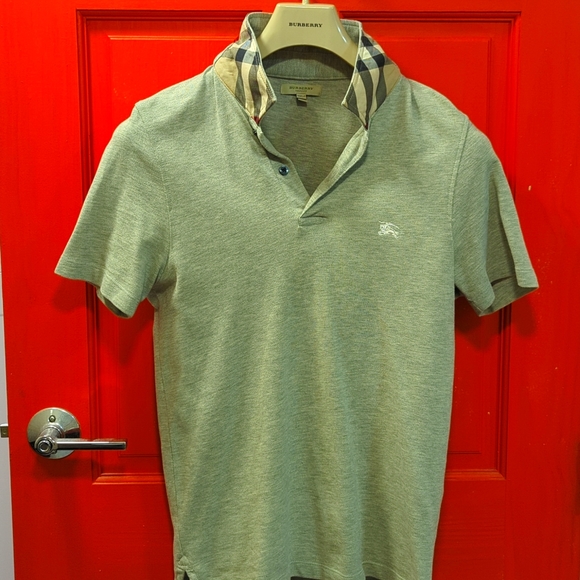 Blueberry London Check Logo Men Polos Shirt/Gray - Picture 3 of 4